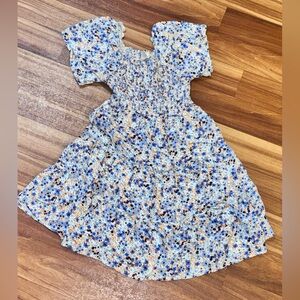 btween Kids Casual Dress - Blue and Orange Floral